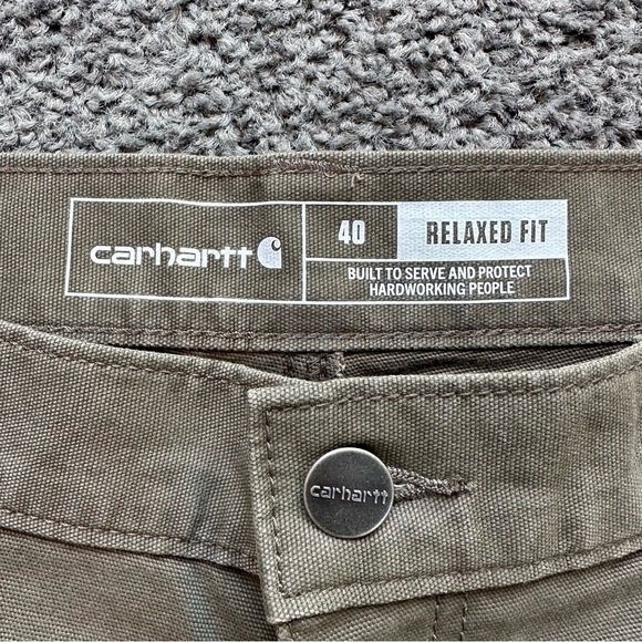 Mens Carhartt Relaxed Fit Rugged Flex Canvas Work Shorts Size 40 Khaki Green - Picture 8 of 10